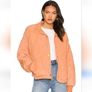 Revolve BLANK NYC Quilted Drop Shoulder Jacket Color Canyon Sunset Coral Size S